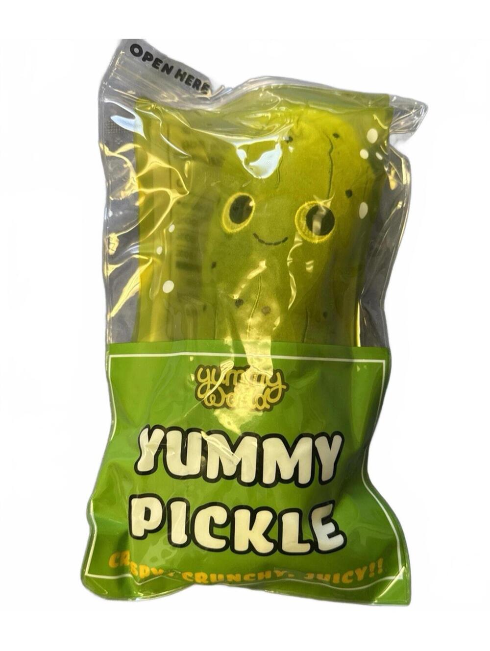 Yummy World Crunchy Pickle in a Bag 10” Plush Crunchy Sound KidRobot Brand New